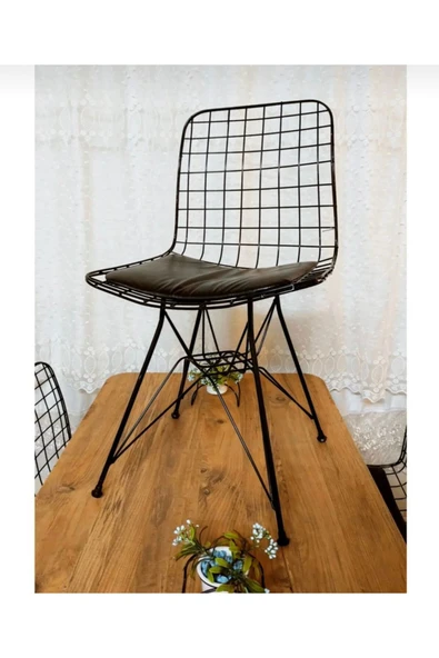 DEKOR MOBİLYACIM Masa Sandalye Tel Sandalye Ceviz Köşeler Oval - 3