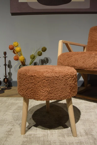 DEKOR MOBİLYACIM Roma Sallanan Ahşap Ayaklı Kahve Rengi Berjer Koltuk - 3