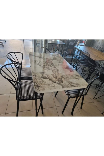 DEKOR MOBİLYACIM Masa Sandalye Siyah Beyaz Çay Seti