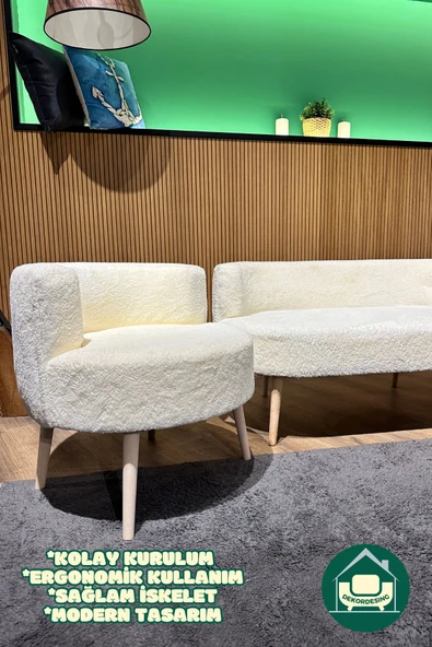 DEKOR MOBİLYACIM Amsterdam Çay Seti 4'lü Koltuk Takım Ve Berjer Seti - 3