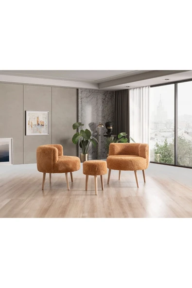 DEKOR MOBİLYACIM Çay Seti Ikili Koltuk Berjer Ve Puf Takımı 3 lü takım - 2