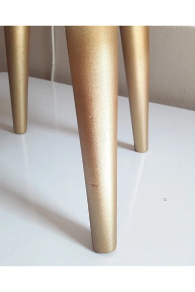 DEKOR MOBİLYACIM Gürgen Retro Ahşap Ayaklı Dekoratif Etnik Üst Lacivert Desenli Silindir Puf Bench Koltuk Sandalye - 7