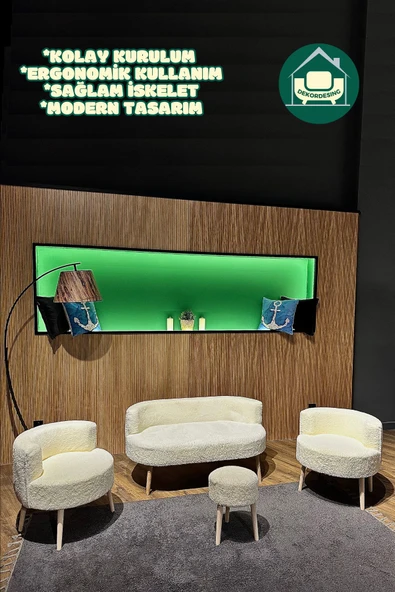 DEKOR MOBİLYACIM Amsterdam Çay Seti 4'lü Koltuk Takım Ve Berjer Seti - 2