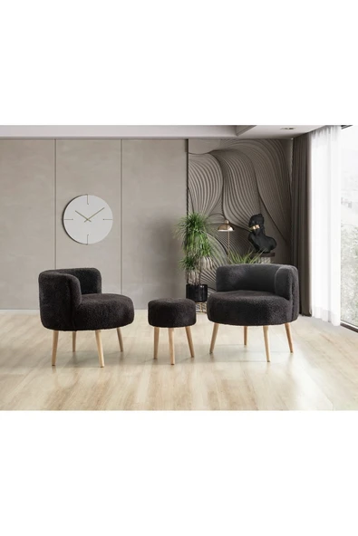 DEKOR MOBİLYACIM Çay Seti Ikili Koltuk Berjer Ve Puf Takımı 3 lü takım - 2