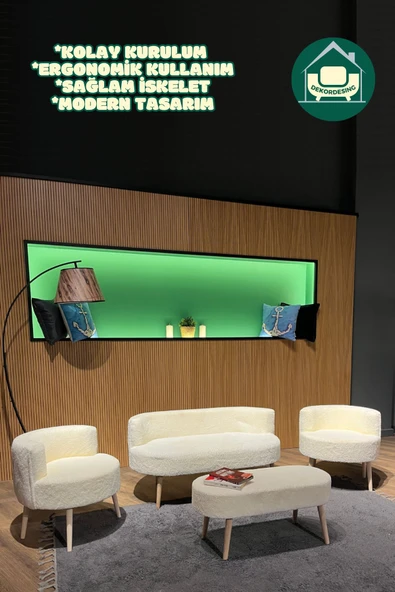 DEKOR MOBİLYACIM Stockholm Çay Seti 4'lü Koltuk Takımı - 2