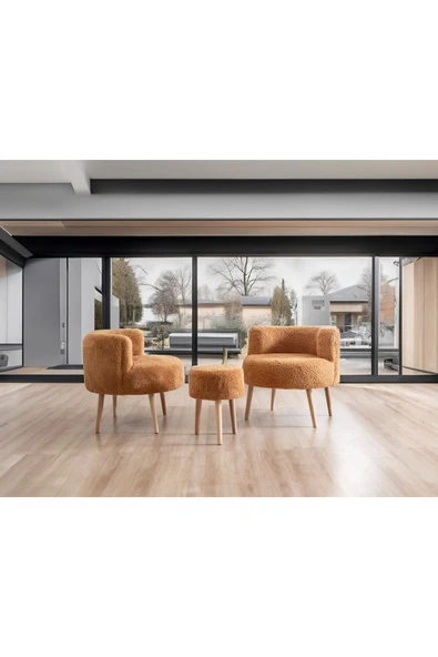 DEKOR MOBİLYACIM Çay Seti Ikili Koltuk Berjer Ve Puf Takımı 3 lü takım - 3