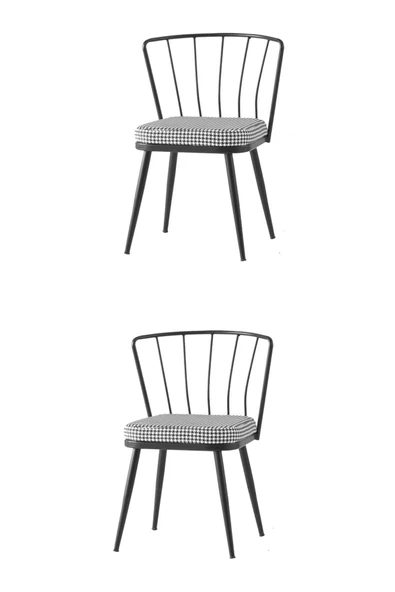 DEKOR MOBİLYACIM 2 Adet Güneş Sandalye Siyah Mutfak Salon Yemek Odası Sandalyesi Metal Ayak