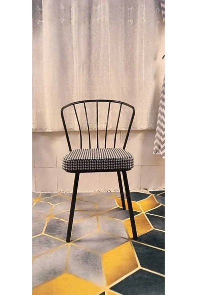 DEKOR MOBİLYACIM Dekor Mobilyacım Güneş Sandalye 2 Adet Siyah Mutfak Salon Yemek Odası Sandalyesi Metal Ayak - 4