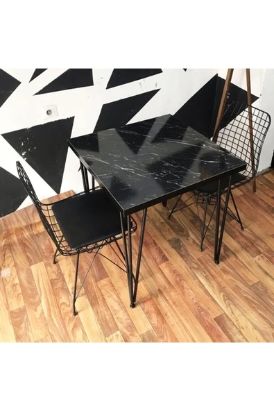 DEKOR MOBİLYACIM Mutak Balkon Masası 2 Adet Tel Sandalye