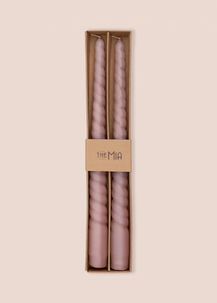 The Mia Burgu Şamdan Mumu 2li Set  Rose 29 cm - 3