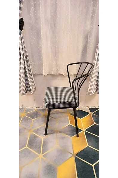 DEKOR MOBİLYACIM Güneş Sandalye 2 Adet Siyah Mutfak Salon Yemek Odası Sandalyesi Metal Ayak Güneş2 - 2