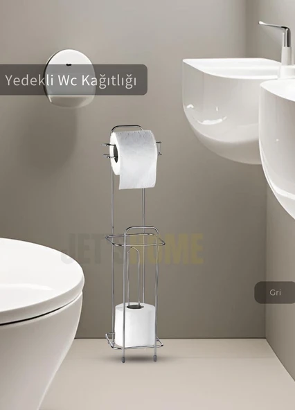 Paslanmaz Raflı Tuvalet Kağıdı Askılığı Yedekli Wc Kağıtlık Tutucu Krom
