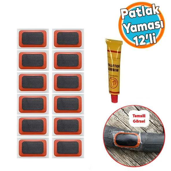 İç Lastik Soğuk Yaması Solüsyonlu Şambrel Şamyel Patlak Tamiri Bisiklet Yapıştırma 12'li Paket