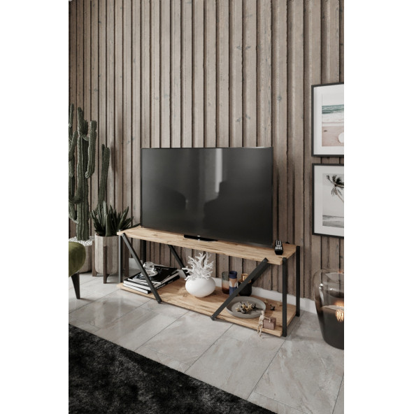 Messer Dekoratif TV sehpa 120x35 cm Atlantik Çam Tv Ünitesi