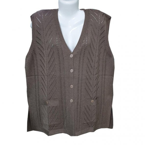 Battal Boy Sıfır Kol Kadın Triko Hırka - 3