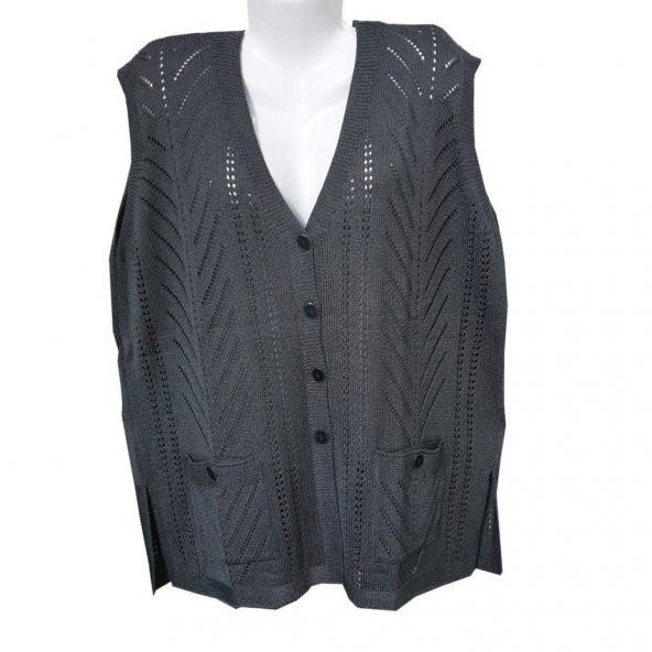 Battal Boy Sıfır Kol Kadın Triko Hırka - 7