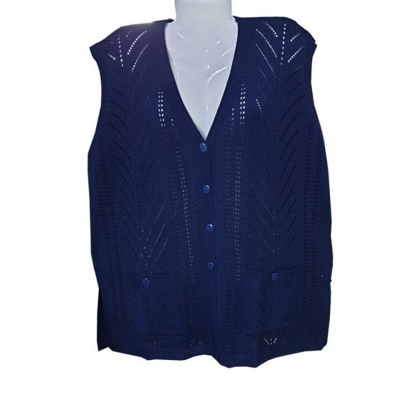 Battal Boy Sıfır Kol Kadın Triko Hırka - 12