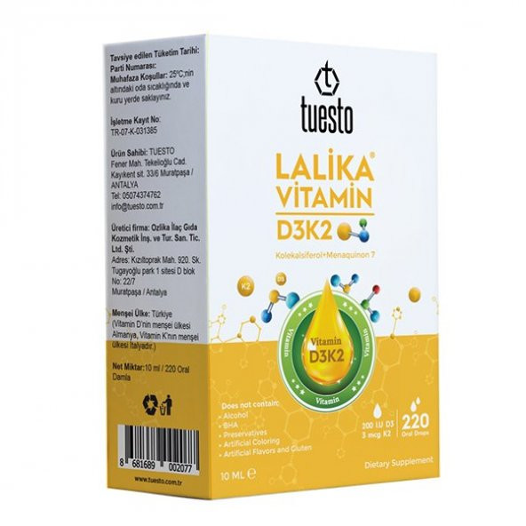 Tuesto Lalika Vitamin D3 K2 Damla 10ml