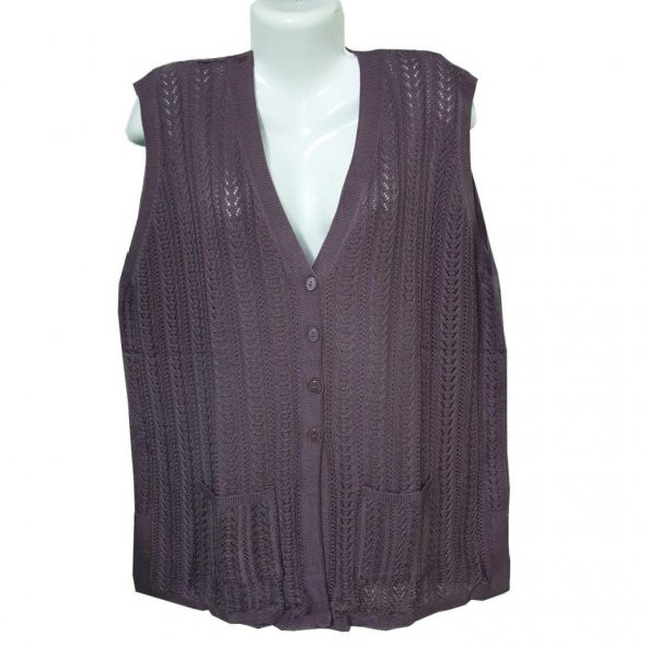 Battal Boy Sıfır Kol Örgü Model Kadın Triko Hırka - 2