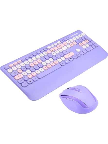 Everest KM-6281 Candy Renkli Tuşlu Mor Kablosuz Q Multimedia Klavye + Mouse Set - 3