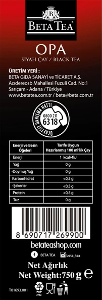Beta Premium Opa 750 Gr % 100 Seylon İthal Siyah Çay - 7