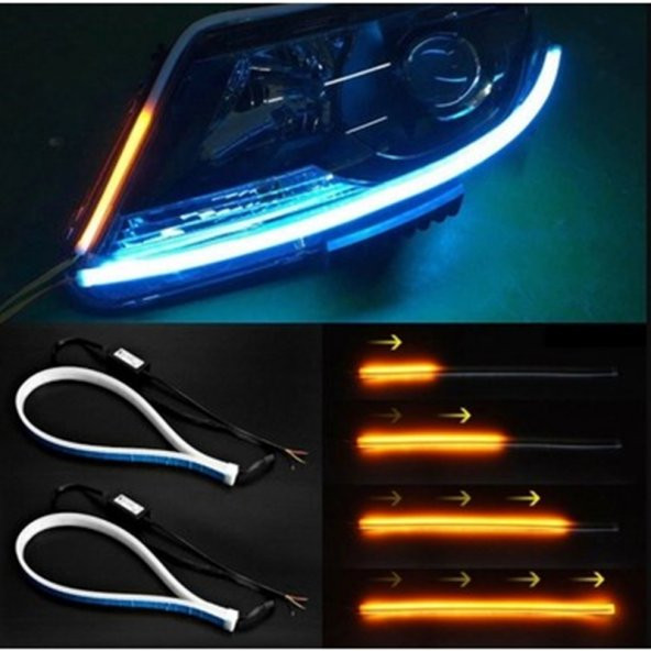 Mercedes Mclaren Far İçi Üstü Kayar Sinyalli Gündüz Ledi Far Kaşı 45 cm 2 adet - 3