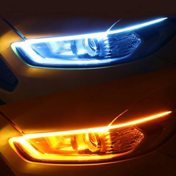Toyota Corolla Far İçi Üstü Kayar Sinyalli Gündüz Ledi Far Kaşı 45 cm 2 adet - 4