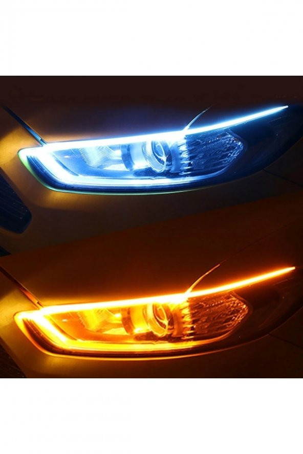 Peugeot 307 Far İçi Üstü Kayar Sinyalli Gündüz Ledi Far Kaşı 45 cm 2 adet - 4