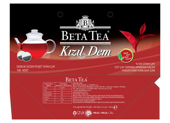 Beta Kızıl Dem Türk Çayı Demlik Poşet 100 x 3,2 GR - 5
