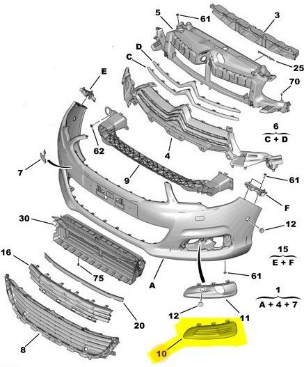 Citroen C4 Ön Tampon Sis Bakaliti Sol (2009-2014) 745363 7452403 1.6 HDI, 1.4 VTI - Resim 2