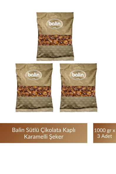 Balin Karamel Sütlü Şeker 1000 gr x 3 Adet