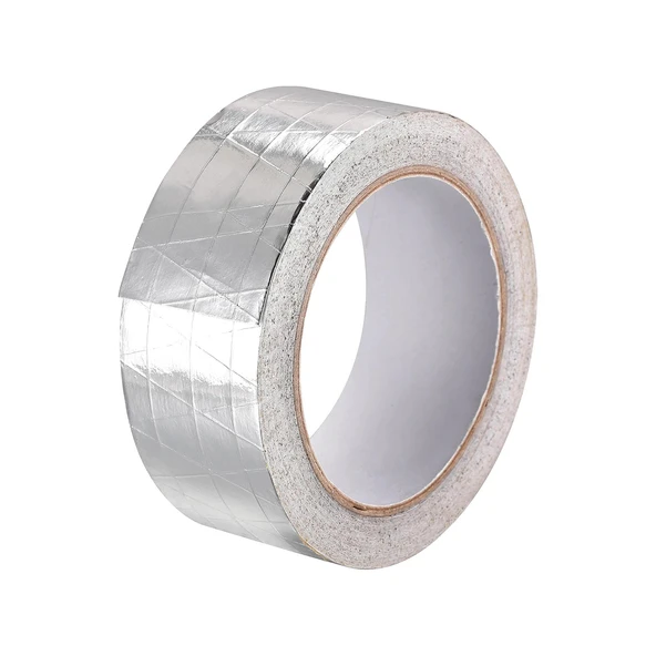 Yapışkanlı Fiberglas Lif Takviyeli Alüminyum Folyo Bant 45 mm x 25 Metre Yanmaz Soba Borusu Bandı - Resim 5