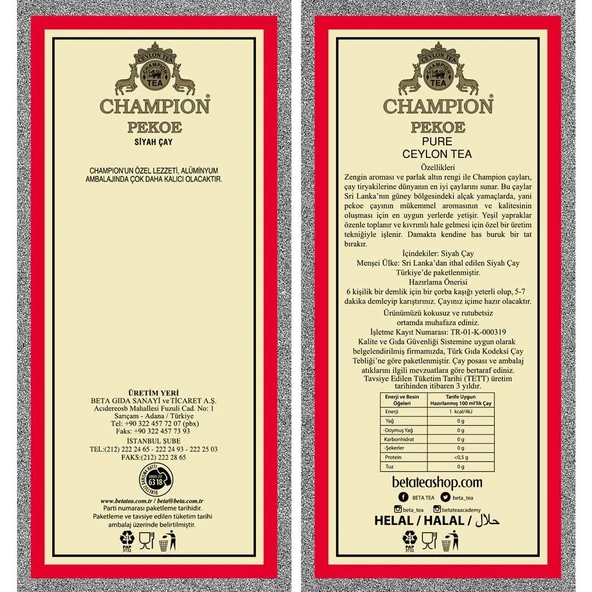 Champion Pekoe 500 GR (Super Pekoe-Seylan Çayı - Ceylon Tea) - 4