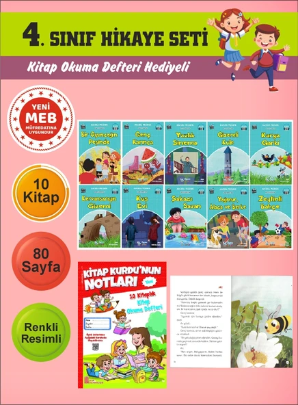 4.Sınıflar İçin Okumayı Sevdiren 10 lu Hikaye Seti 3 (Kitap Okuma Defteri Hediyeli) ürün görseli 1