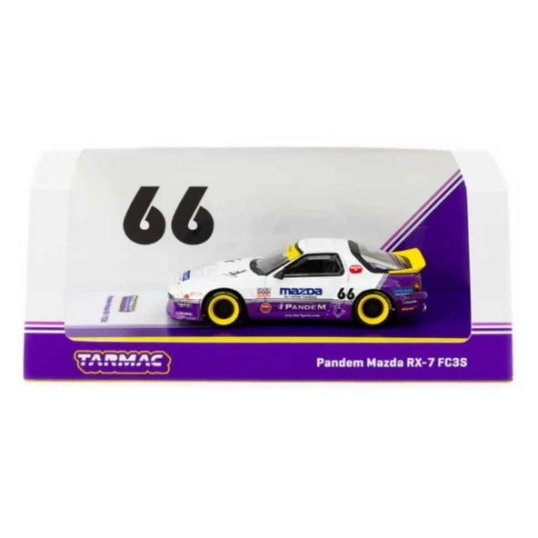 Nessiworld Tarmac Works 1/64 Pandem Mazda RX-7 FC3S White / purple - HOBBY64 - Resim 3