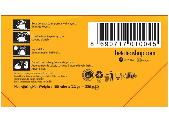 Beta Taç Yaprak Demlik Poşet Çay 100 Adet - 4