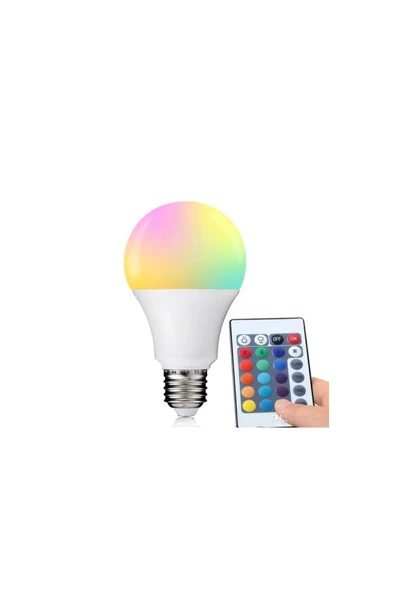 Home Uzaktan Kumandalı Renk Değiştiren Ampul Rgb 9w Beyaz Dahil 16 Renkli - 3