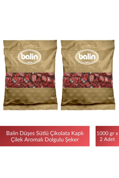 Balin Düşes Çikolata Kaplı Çilek Aromalı Sert Şeker 1000 gr x 2 Adet