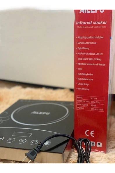 Siyah Ailipu Aılepu Profesyonel 3500watt Dokumatik Elektrikli Ocak Renkler Değişiklik Gösterebilir - 3