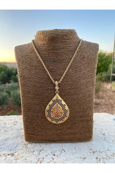YENİ TREND 22 Ayar Altın Kaplama Tuğralı 60 CM Zincirli Kolye - 5
