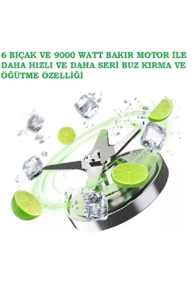 9000watt Buz Kırıcı Öğütücü Profesiyonel 2,5LT Çift Hazneli Multifonsiyonel Blender - 3