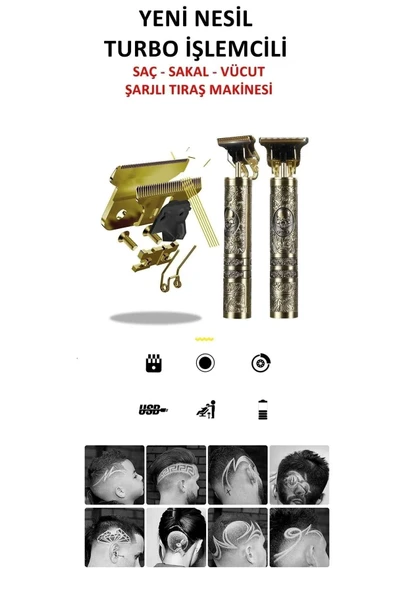 Tıraş Makinesi Usb Şarjlı Saç Sakal Vücut Kıl Tüy Alma Kadın Erkek Epilasyon Berber & Kişisel - 7