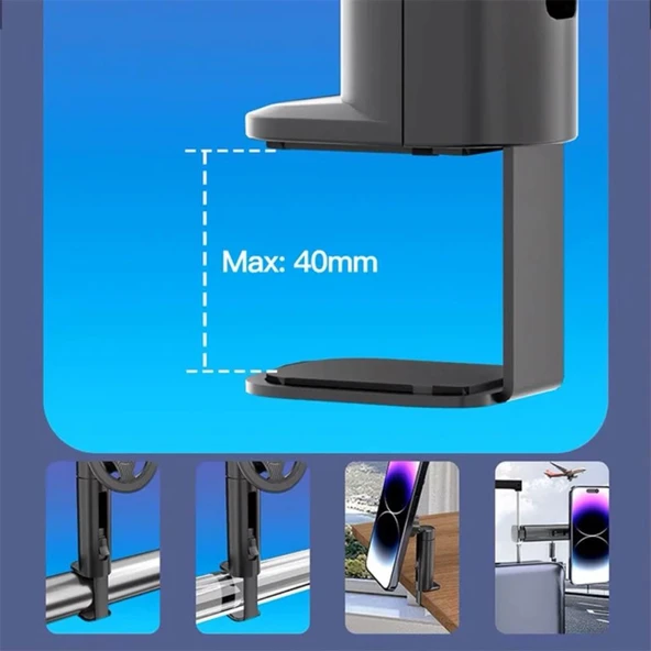 Polham Magsafe Mıknatıslı Açı ve Yön Ayarlı Sıkıştırmalı Masaüstü Telefon Tutucu, Sehpa, Koltuk Uyumlu - 6
