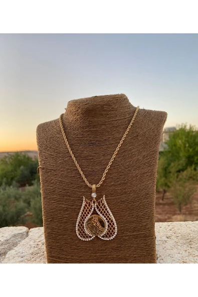 TREND Melek Kanadı 22 Ayar Altın Kaplama Zirkon Taşlı Tuğralı 60 CM Zincirli Kolye - 8