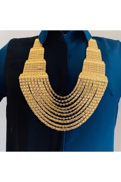 Niba_gold 22. Ayar Altın Kaplama 8 Sıralı Pafralı Madonna - 2