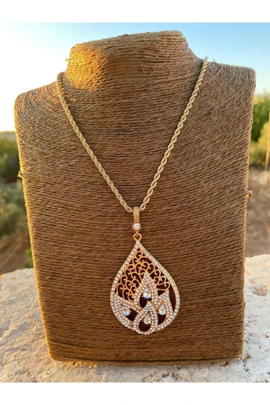 YENİ TREND 22 Ayar Altın Kaplama Zirkon Taşlı 60 CM Zincirli Kolye - 5