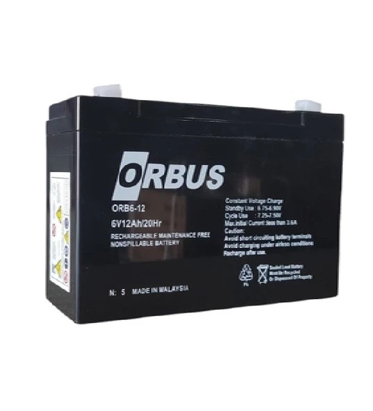 Orbus Akü 6 Volt 12 Amper Orbus Orb6-12 ( 150x50x94mm)