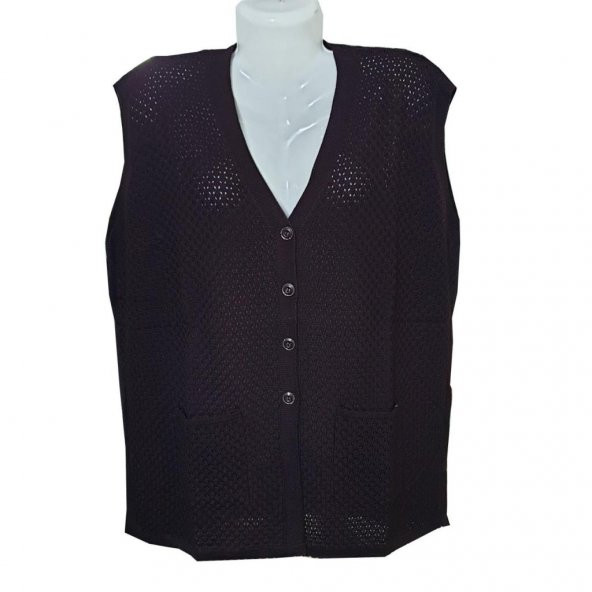 Battal Boy Sıfır Kol İnce Desenli Kadın Triko Hırka - 2