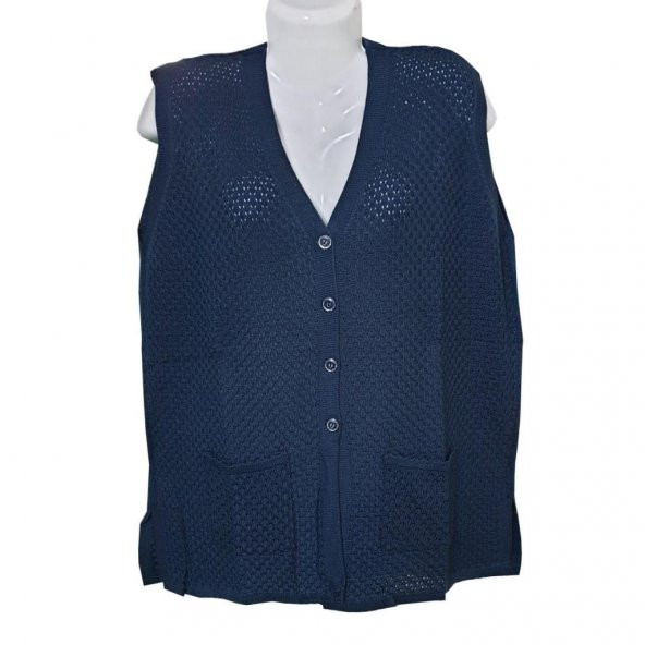 Battal Boy Sıfır Kol İnce Desenli Kadın Triko Hırka - 5