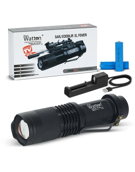 Orjinal 800 Lümen T6 Şarjlı EL Feneri Watton Wt-086 - 2